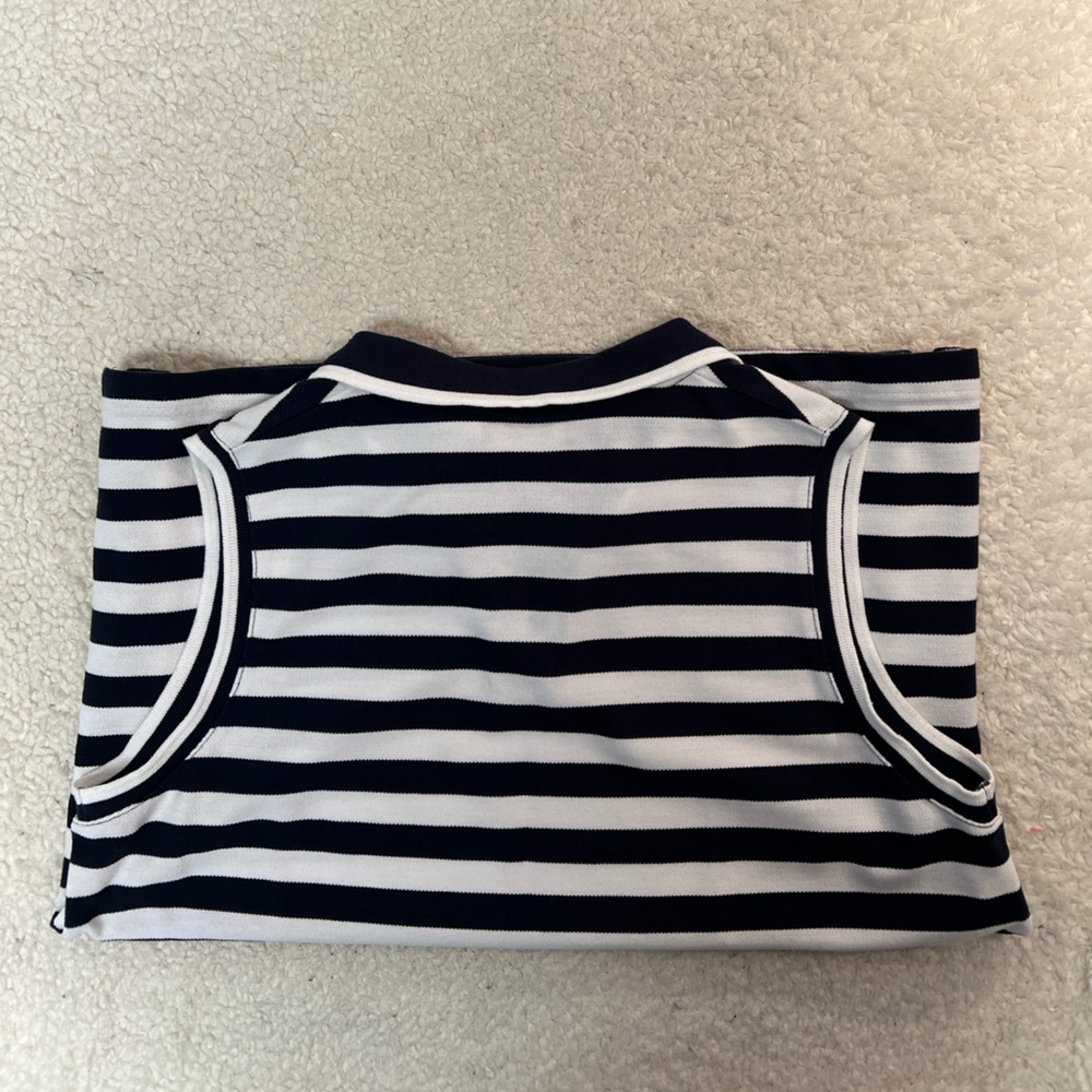 Cabin Creek Navy & White Striped Sleeveless V-Neck Top Size Large 12/14 - Picture 8 of 8